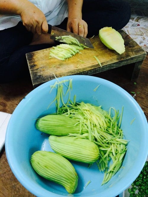 How to Slice the Green Mango for Thai Salad for Thai Chili Dip