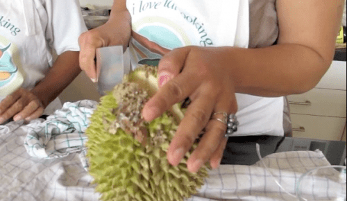 Insert the cleaver where the split line is