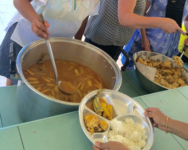 Sour Curry Fish with Taro Stems served with Thai Omellette