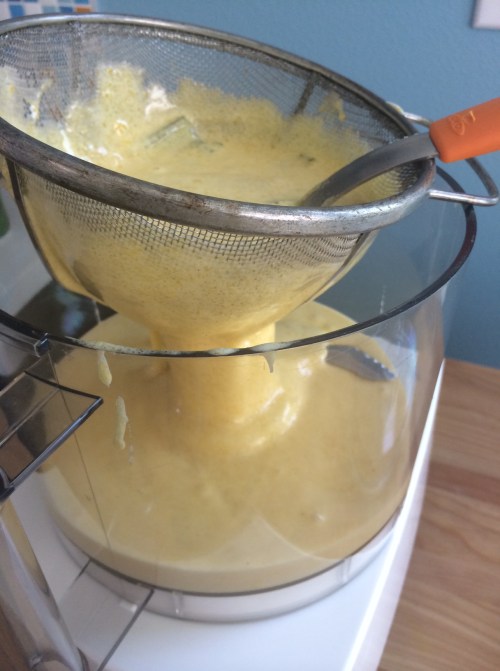 Run egg, sugar batter through a sieve