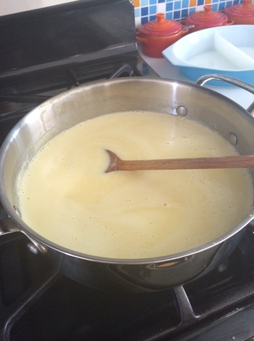 cook mung bean custard on low heat for 5 minutes
